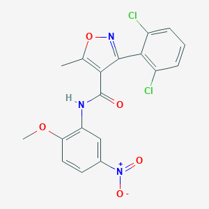 molecular formula C18H13Cl2N3O5 B405033 3-(2,6-dichlorophenyl)-N-(2-methoxy-5-nitrophenyl)-5-methyl-1,2-oxazole-4-carboxamide 