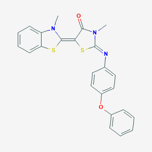molecular formula C24H19N3O2S2 B405037 3-methyl-5-(3-methyl-1,3-benzothiazol-2(3H)-ylidene)-2-[(4-phenoxyphenyl)imino]-1,3-thiazolidin-4-one 