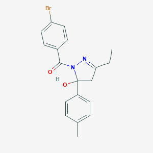 molecular formula C19H19BrN2O2 B405039 (4-Bromo-phenyl)-(3-ethyl-5-hydroxy-5-p-tolyl-4,5-dihydro-pyrazol-1-yl)-methanone 
