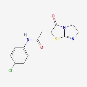 molecular formula C13H12ClN3O2S B4050404 N-(4-chlorophenyl)-2-(3-oxo-2,3,5,6-tetrahydroimidazo[2,1-b][1,3]thiazol-2-yl)acetamide 