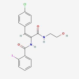 N-[(E)-1-(4-chlorophenyl)-3-(2-hydroxyethylamino)-3-oxoprop-1-en-2-yl]-2-iodobenzamide