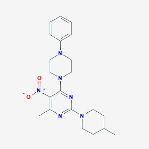 4-methyl-2-(4-methyl-1-piperidinyl)-5-nitro-6-(4-phenyl-1-piperazinyl)pyrimidine