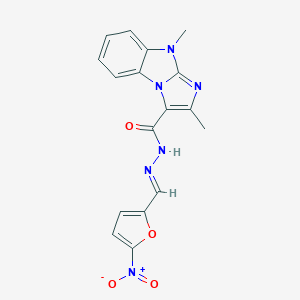 molecular formula C17H14N6O4 B405049 N'-({5-nitro-2-furyl}methylene)-2,9-dimethyl-9H-imidazo[1,2-a]benzimidazole-3-carbohydrazide 