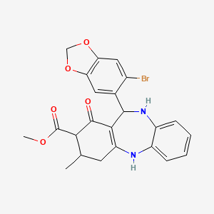 molecular formula C23H21BrN2O5 B4050520 methyl 11-(6-bromo-1,3-benzodioxol-5-yl)-3-methyl-1-oxo-2,3,4,5,10,11-hexahydro-1H-dibenzo[b,e][1,4]diazepine-2-carboxylate 