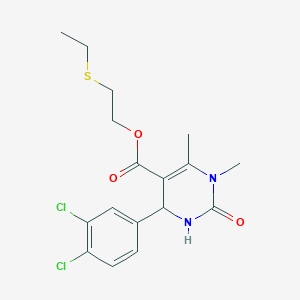 molecular formula C17H20Cl2N2O3S B405055 2-(Ethylsulfanyl)ethyl 4-(3,4-dichlorophenyl)-1,6-dimethyl-2-oxo-1,2,3,4-tetrahydro-5-pyrimidinecarboxylate 