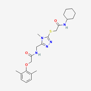 molecular formula C22H31N5O3S B4050550 N-[(5-{[2-(cyclohexylamino)-2-oxoethyl]sulfanyl}-4-methyl-4H-1,2,4-triazol-3-yl)methyl]-2-(2,6-dimethylphenoxy)acetamide 