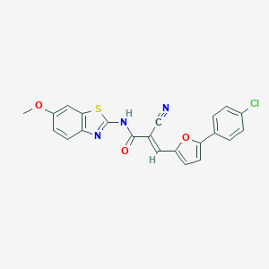 molecular formula C22H14ClN3O3S B405060 3-[5-(4-chlorophenyl)-2-furyl]-2-cyano-N-(6-methoxy-1,3-benzothiazol-2-yl)acrylamide 