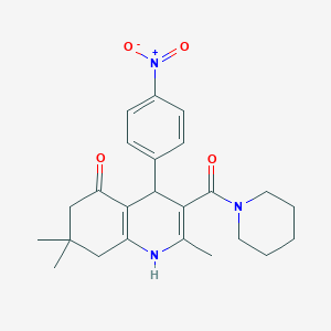 molecular formula C24H29N3O4 B4050656 2,7,7-trimethyl-4-(4-nitrophenyl)-3-(piperidin-1-ylcarbonyl)-4,6,7,8-tetrahydroquinolin-5(1H)-one 