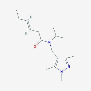 molecular formula C16H27N3O B4050657 (3E)-N-isopropyl-N-[(1,3,5-trimethyl-1H-pyrazol-4-yl)methyl]hex-3-enamide 