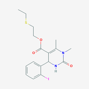molecular formula C17H21IN2O3S B405074 2-(Ethylsulfanyl)ethyl 4-(2-iodophenyl)-1,6-dimethyl-2-oxo-1,2,3,4-tetrahydro-5-pyrimidinecarboxylate 