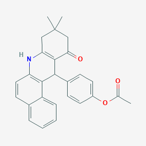 molecular formula C27H25NO3 B405075 4-(9,9-Dimethyl-11-oxo-7,8,9,10,11,12-hexahydrobenzo[a]acridin-12-yl)phenyl acetate 