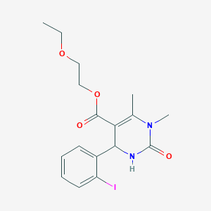 molecular formula C17H21IN2O4 B405076 2-Ethoxyethyl 4-(2-iodophenyl)-1,6-dimethyl-2-oxo-1,2,3,4-tetrahydropyrimidine-5-carboxylate 
