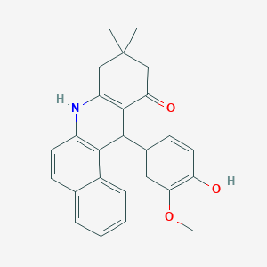 molecular formula C26H25NO3 B405077 12-(4-hydroxy-3-methoxyphenyl)-9,9-dimethyl-8,9,10,12-tetrahydrobenzo[a]acridin-11(7H)-one 