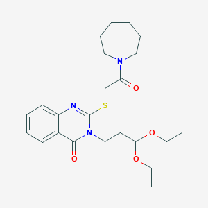 molecular formula C23H33N3O4S B4050774 2-{[2-(1-氮杂环戊基)-2-氧代乙基]硫代}-3-(3,3-二乙氧基丙基)-4(3H)-喹唑啉酮 