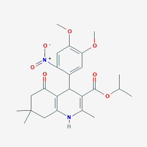 molecular formula C24H30N2O7 B405078 Isopropyl 4-{2-nitro-4,5-dimethoxyphenyl}-2,7,7-trimethyl-5-oxo-1,4,5,6,7,8-hexahydro-3-quinolinecarboxylate 