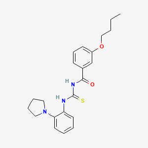 molecular formula C22H27N3O2S B4050807 3-butoxy-N-{[2-(pyrrolidin-1-yl)phenyl]carbamothioyl}benzamide 