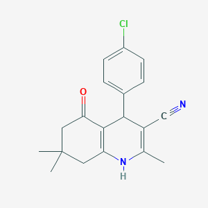 molecular formula C19H19ClN2O B405083 4-(4-Chlorophenyl)-2,7,7-trimethyl-5-oxo-1,4,5,6,7,8-hexahydroquinoline-3-carbonitrile 