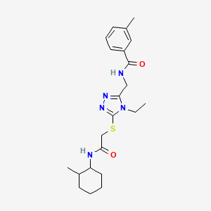 molecular formula C22H31N5O2S B4050836 N-{[4-乙基-5-({2-[(2-甲基环己基)氨基]-2-氧代乙基}硫代)-4H-1,2,4-三唑-3-基]甲基}-3-甲基苯甲酰胺 