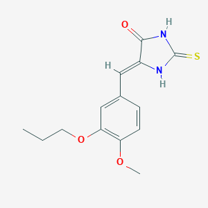 molecular formula C14H16N2O3S B405084 (5Z)-5-[(4-methoxy-3-propoxyphenyl)methylidene]-2-sulfanylideneimidazolidin-4-one 