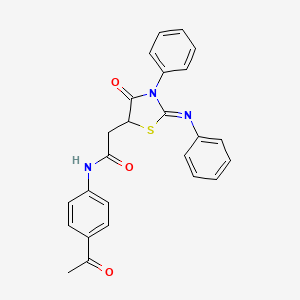 N-(4-acetylphenyl)-2-[(2Z)-4-oxo-3-phenyl-2-(phenylimino)-1,3-thiazolidin-5-yl]acetamide