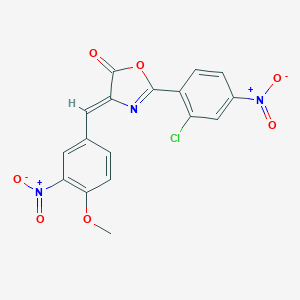 molecular formula C17H10ClN3O7 B405088 2-{2-chloro-4-nitrophenyl}-4-{3-nitro-4-methoxybenzylidene}-1,3-oxazol-5(4H)-one CAS No. 331956-80-0