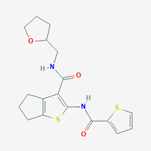 molecular formula C18H20N2O3S2 B4050885 N-(tetrahydro-2-furanylmethyl)-2-[(2-thienylcarbonyl)amino]-5,6-dihydro-4H-cyclopenta[b]thiophene-3-carboxamide 