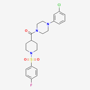 molecular formula C22H25ClFN3O3S B4050900 [4-(3-Chlorophenyl)piperazin-1-yl]{1-[(4-fluorophenyl)sulfonyl]piperidin-4-yl}methanone 