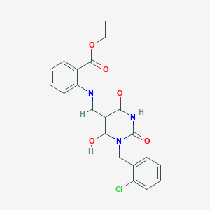 molecular formula C21H18ClN3O5 B4050927 ethyl 2-({[1-(2-chlorobenzyl)-2,4,6-trioxotetrahydro-5(2H)-pyrimidinylidene]methyl}amino)benzoate 