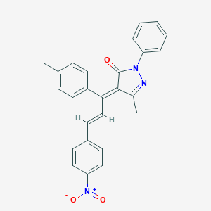 molecular formula C26H21N3O3 B405093 4-[3-{4-nitrophenyl}-1-(4-methylphenyl)-2-propenylidene]-5-methyl-2-phenyl-2,4-dihydro-3H-pyrazol-3-one 