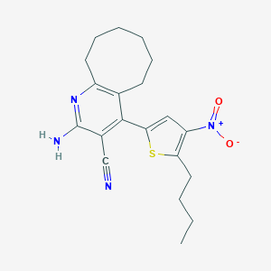 molecular formula C20H24N4O2S B405096 2-Amino-4-(5-butyl-4-nitrothiophen-2-yl)-5,6,7,8,9,10-hexahydrocycloocta[b]pyridine-3-carbonitrile 