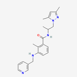 molecular formula C22H27N5O B4050962 N-[2-(3,5-dimethyl-1H-pyrazol-1-yl)-1-methylethyl]-2-methyl-3-[(pyridin-3-ylmethyl)amino]benzamide 