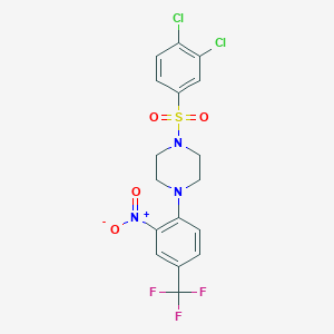 molecular formula C17H14Cl2F3N3O4S B4050971 1-[(3,4-dichlorophenyl)sulfonyl]-4-[2-nitro-4-(trifluoromethyl)phenyl]piperazine 