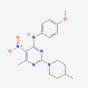 N-(4-methoxyphenyl)-6-methyl-2-(4-methylpiperidin-1-yl)-5-nitropyrimidin-4-amine