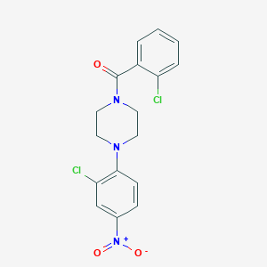 molecular formula C17H15Cl2N3O3 B405102 [4-(2-Chloro-4-nitro-phenyl)-piperazin-1-yl]-(2-chloro-phenyl)-methanone 