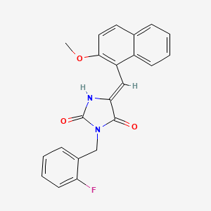 (5Z)-3-[(2-fluorophenyl)methyl]-5-[(2-methoxynaphthalen-1-yl)methylidene]imidazolidine-2,4-dione