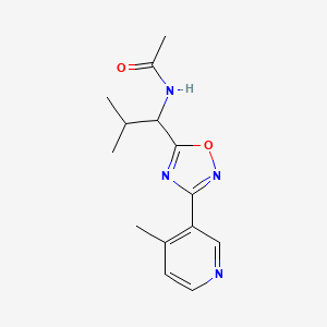 molecular formula C14H18N4O2 B4051075 N-{2-methyl-1-[3-(4-methyl-3-pyridinyl)-1,2,4-oxadiazol-5-yl]propyl}acetamide 