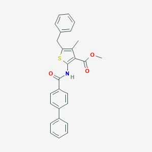 molecular formula C27H23NO3S B405108 Methyl 5-benzyl-2-[(biphenyl-4-ylcarbonyl)amino]-4-methylthiophene-3-carboxylate 