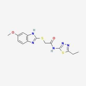 molecular formula C14H15N5O2S2 B4051080 N-(5-乙基-1,3,4-噻二唑-2-基)-2-[(5-甲氧基-1H-苯并咪唑-2-基)硫]乙酰胺 