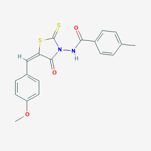 molecular formula C19H16N2O3S2 B405111 N-[5-(4-methoxybenzylidene)-4-oxo-2-thioxo-1,3-thiazolidin-3-yl]-4-methylbenzamide 