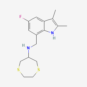 N-[(5-fluoro-2,3-dimethyl-1H-indol-7-yl)methyl]-1,4-dithiepan-6-amine