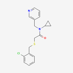 molecular formula C18H19ClN2OS B4051177 2-[(2-chlorobenzyl)thio]-N-cyclopropyl-N-(pyridin-3-ylmethyl)acetamide 