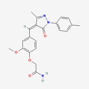 molecular formula C21H21N3O4 B4051201 2-(2-甲氧基-4-{[3-甲基-1-(4-甲苯基)-5-氧代-1,5-二氢-4H-吡唑-4-亚甲基]甲基}苯氧基)乙酰胺 