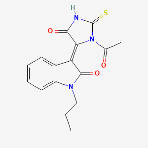 molecular formula C16H15N3O3S B4051220 3-(3-acetyl-5-oxo-2-thioxo-4-imidazolidinylidene)-1-propyl-1,3-dihydro-2H-indol-2-one 