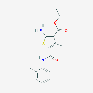 molecular formula C16H18N2O3S B405124 Ethyl 2-amino-4-methyl-5-[(2-methylphenyl)carbamoyl]thiophene-3-carboxylate CAS No. 324568-52-7