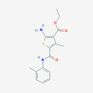 molecular formula C16H18N2O3S B405124 2-アミノ-4-メチル-5-[(2-メチルフェニル)カルバモイル]チオフェン-3-カルボン酸エチル CAS No. 324568-52-7