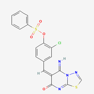 [2-chloro-4-[(E)-(5-imino-7-oxo-[1,3,4]thiadiazolo[3,2-a]pyrimidin-6-ylidene)methyl]phenyl] benzenesulfonate