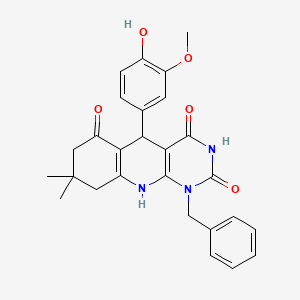 1-benzyl-5-(4-hydroxy-3-methoxyphenyl)-8,8-dimethyl-5,8,9,10-tetrahydropyrimido[4,5-b]quinoline-2,4,6(1H,3H,7H)-trione