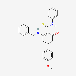 molecular formula C27H26N2O2S B4051273 2-(benzylamino)-4-(4-methoxyphenyl)-6-oxo-N-phenyl-1-cyclohexene-1-carbothioamide 