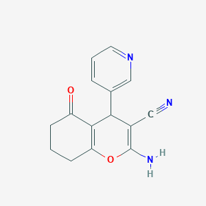 molecular formula C15H13N3O2 B405129 2-amino-5-oxo-4-(pyridin-3-yl)-5,6,7,8-tetrahydro-4H-chromene-3-carbonitrile CAS No. 300587-67-1