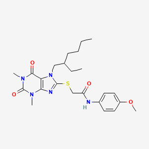 molecular formula C24H33N5O4S B4051327 2-{[7-(2-乙基己基)-1,3-二甲基-2,6-二氧代-2,3,6,7-四氢-1H-嘌呤-8-基]硫代}-N-(4-甲氧基苯基)乙酰胺 